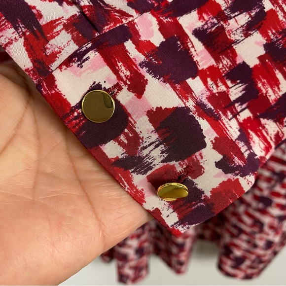 Kate Spade silk paint brush stroke print peplum dress - Picture 4 of 10